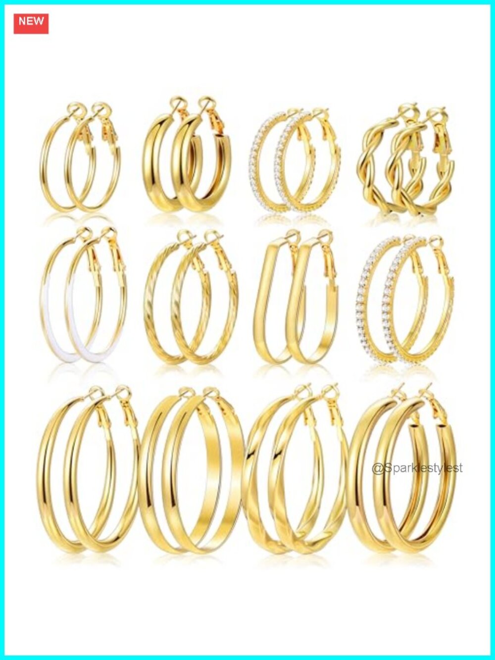 12 Pairs Gold Hoop Earrings Set for Women Lightweight Hypoallergenic